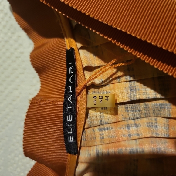 𝅺elie Tahari Pleated Dress Orange / Purple Size 8 - Picture 4 of 5